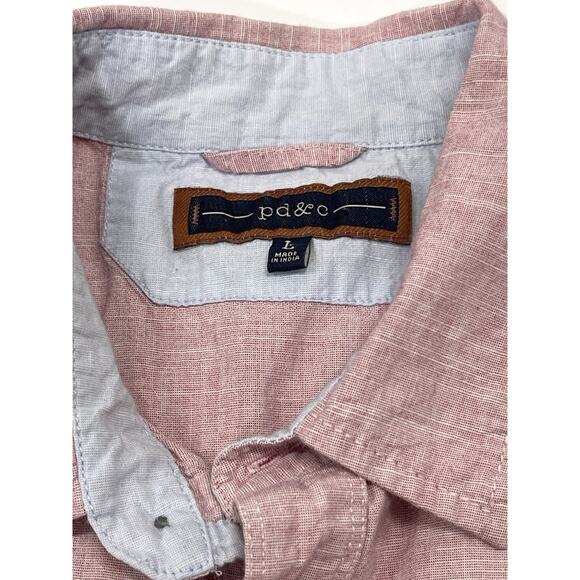 PD & C Shirt Adult Medium Red Button Up Stretch Casual Comfort Mens - Picture 4 of 6